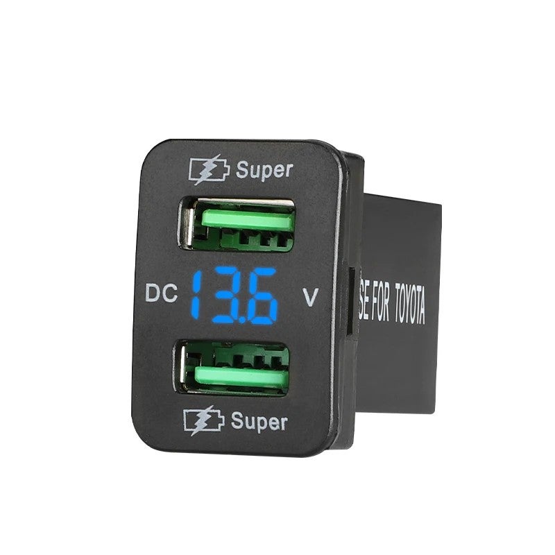 Bluejw 45W USB Car Charger Adapter - LED Voltmeter Display, 12-24V USB Socket, Automobile Fast Charging - Image 1